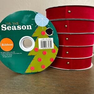 Vintage Red Velvet 2003 Christmas Ribbon 1 3/8 X 25 Yards. Price is Per Unit.